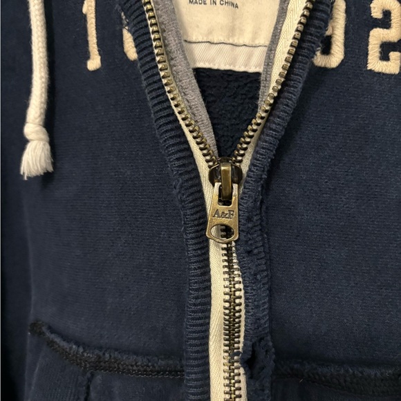Vintage Abercrombie and Fitch Men small zip up sweatshirt hoodie navy muscle - Picture 8 of 10